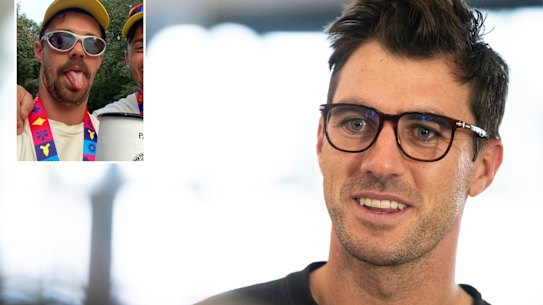 Pat Cummins and (inset) Travis Head.