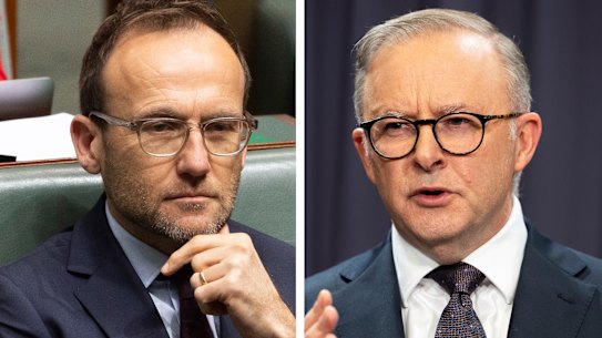 Greens leader Adam Bandt and Prime Minister Anthony Albanese.
