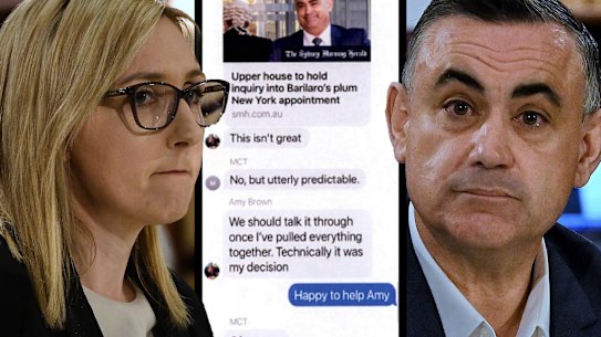 Text messages between Investment NSW boss Amy Brown and the state’s most senior public servant Michael Coutts-Trotter have been revealed.