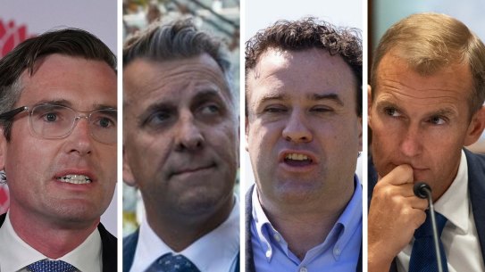 The contenders: Dominic Perrottet, Andrew Constance, Stuart Ayres and Andrew Constance
