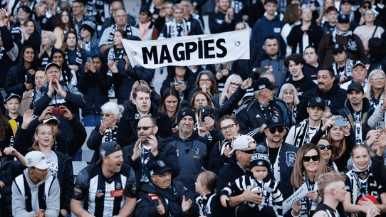 Footy fans cheer on their teams in 2024.