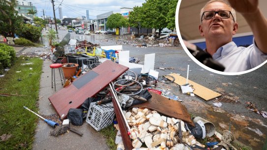Prime Minister Scott Morrison visited the flood sites in Lismore.