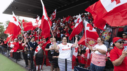 Tongan fans at the team’s training session in Arndell Park on Tuesday.