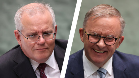 Prime Minister Scott Morrison and Opposition Leader Anthony Albanese composite image