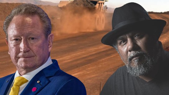 Fortescue chair Andrew Forrest and Yindjibarndi Ngurra Aboriginal Corporation chief executive Michael Woodley.