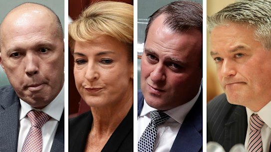 Controversies: Peter Dutton, Michaelia Cash, Tim Wilson and Mathias Cormann.