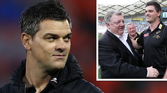 Cameron Ciraldo and (inset) with Phil Gould. 