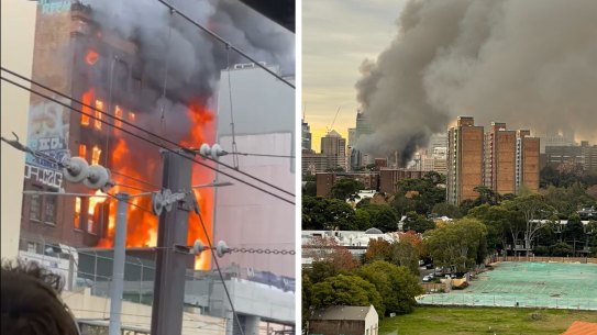 A fire at a building in Surry Hills. 