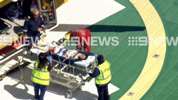 The woman was airlifted to Royal Perth Hospital on Monday afternoon.