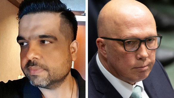 Mozammil Bhojani and Peter Dutton.
