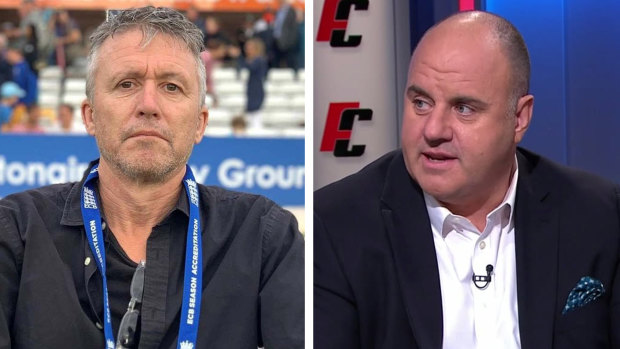 Cricket journalist Peter Lalor (left) and SEN chief Craig Hutchison.