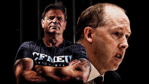 Former CFMEU boss John Setka and AFL head umpire Steve McBurney. 