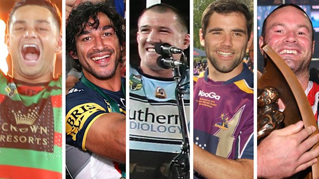 NRL premiership captains John Sutton, Johnathan Thurston, Paul Gallen, Cameron Smith and Boyd Cordner.