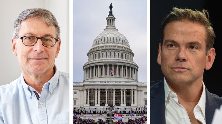 Private Media chairman Eric Beecher,  the US Capitol on January 6, 2021, and Lachlan Murdoch.