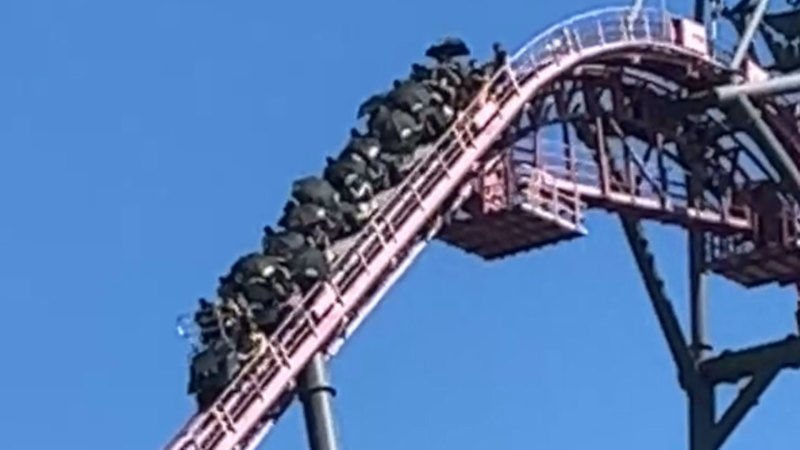Passengers suspended midair on Movie World rollercoaster