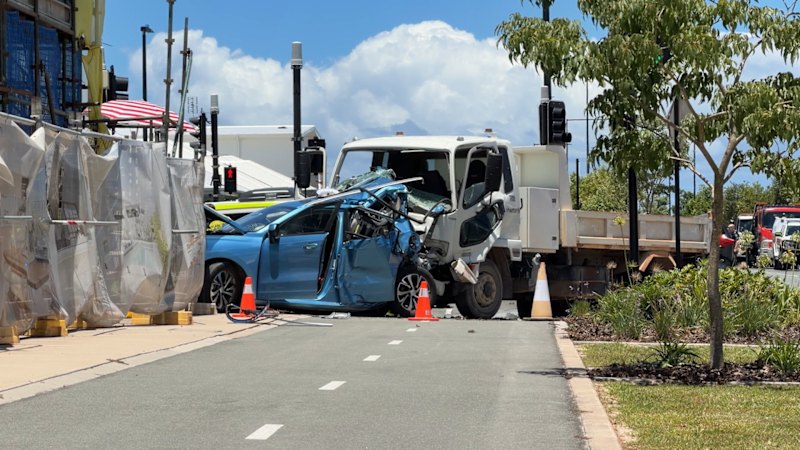 Toddler fighting for life after truck crashes into multiple cars