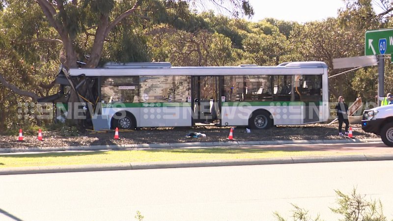 Seven injured after Transperth bus crashes into tree in Wanneroo