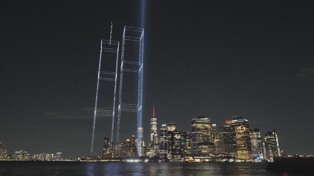 Ghost of World Trade Centre rises in haunting 9/11 drone display