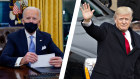 Joe Biden and Donald Trump on their respective presidential inauguration day ceremonies.