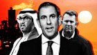 Adnoc’s Sultan Ahmed Al Jaber, Treasurer Jim Chalmers and the AWU’s Paul Farrow.