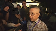 Chinese special envoy to the Pacific Qian Bo speaking to reporters in Palau.