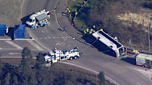 Ten mostly young wedding guests were killed and another 25 injured when a bus driven by Brett Andrew Button rolled over at a roundabout in Greta in the NSW Hunter Valley in 2023.