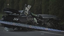 The man was ejected from the Mustang during the second crash.