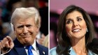 Donald Trump and Nikki Haley at the Republican Convention on Tuesday night.