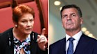 Pauline Hanson and Angus Taylor
