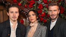 Happier times: Brooklyn, Victoria and David Beckham in 2019.