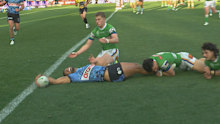 Ronaldo Mulitalo reaches out for the line.
