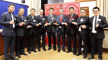 Edward Zhang with Premier Mark McGowan and Labor MP Pierre Yang at the launch of the Australian Chinese Labor Association in 2015.