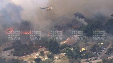 Aerial support is assisting ground crews. 