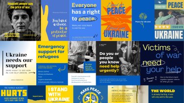 Canva’s templates to call for peace in Ukraine.