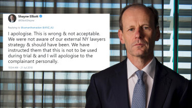 ANZ Bank's CEO Shayne Elliott took to social media to address the incident.