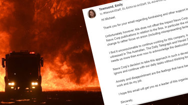 Emily Townsend said the News Corp bushfires coverage was "dangerous and damaging to our communities".