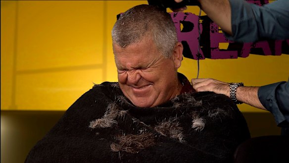 Greg Growden getting his head shaved on Rugby Heaven 'The Breakdown' on April 22, 2010.
