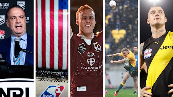 What a year ... Peter V'Landys saw the NRL back before most sports in the world; The NBA shut down, and brought racial justice protests to the fore; Queensland won State of Origin in front of a full stadium; The Wallabies and All Blacks played out an epic in Wellington; and Dustin Martin produced a grand final performance for the ages.
