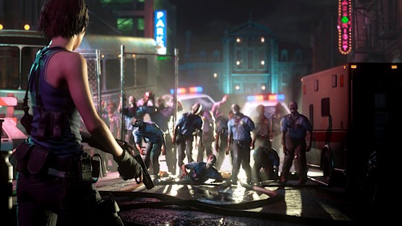 The action spills out onto the zombie-infested streets in Resident Evil 3.