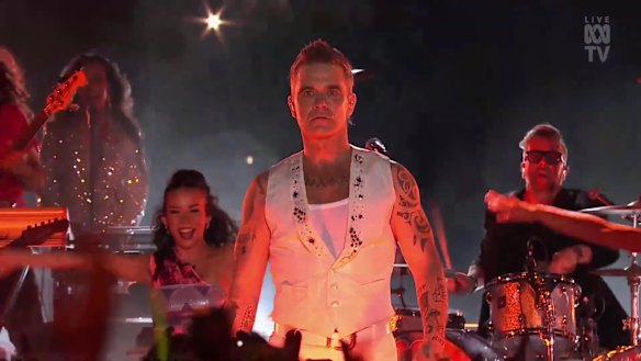 He’s still got it: Robbie Williams on New Year’s Eve in Sydney.