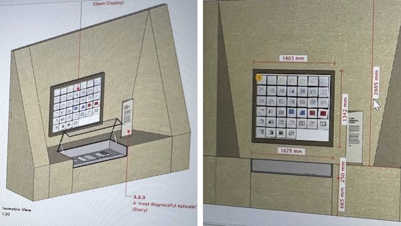 Leaked images of a proposed war crimes exhibit at the Australian War Memorial.