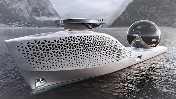 An artist rendering of the proposed Earth 300 research ship.