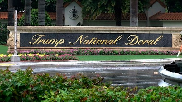 The entrance to the Trump National Doral resort in Florida.