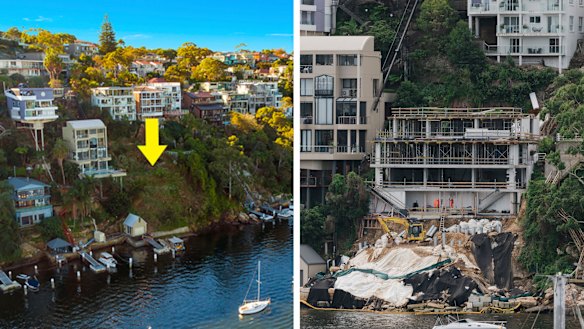 The Seaforth waterfront property prior to construction (left) and the site pictured last week. 