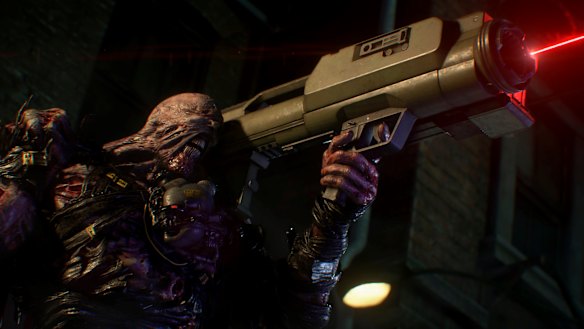 Unlike the sinister Tyrant of RE2, Nemesis will come at you with conventional weapons like a rocket launcher.