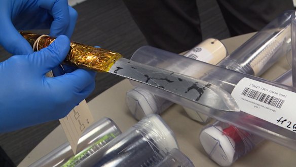 Hundreds of bladed weapons were seized.