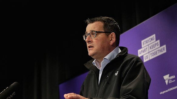Victorian Premier Daniel Andrews speaks on Saturday.