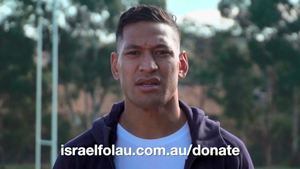 Israel Folau has appeared in a video asking for people to donate money as he begins his legal fight against Rugby Australia. 