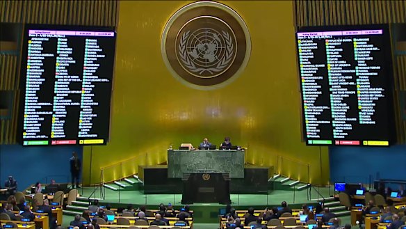 The UN resolution was supported by 143 nations with nine voting against and 25 abstaining.