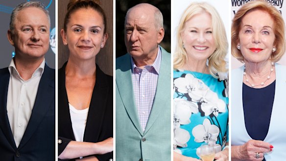 Hugh Marks, Melanie Silva, Alan Jones, Kerri-Anne Kennerley and Ita Buttrose. 